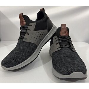 Skechers Delson Camben Men's 8.5 Slip-On Sneakers Black Gray BKGY